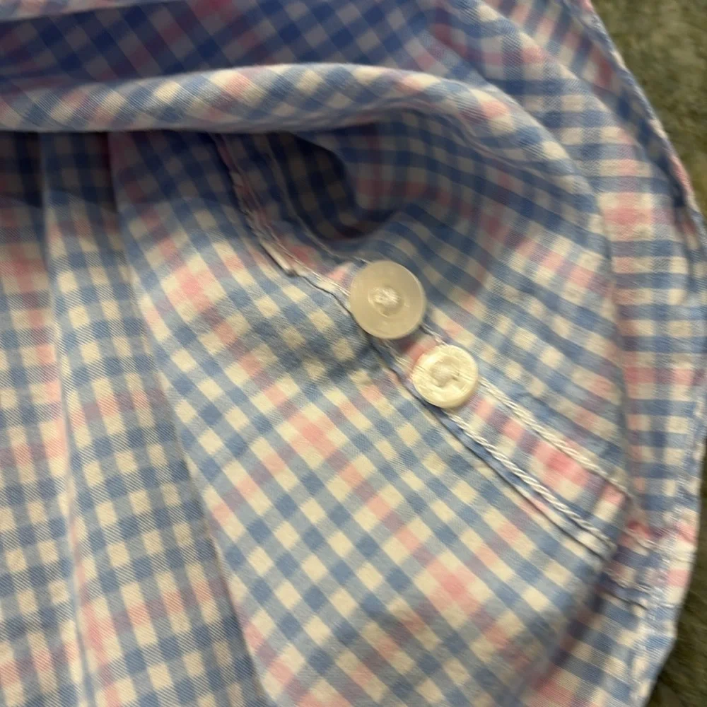 J. Crew Men's Casual Blue Pink Plaid Shirt slim medium button down long sleeve